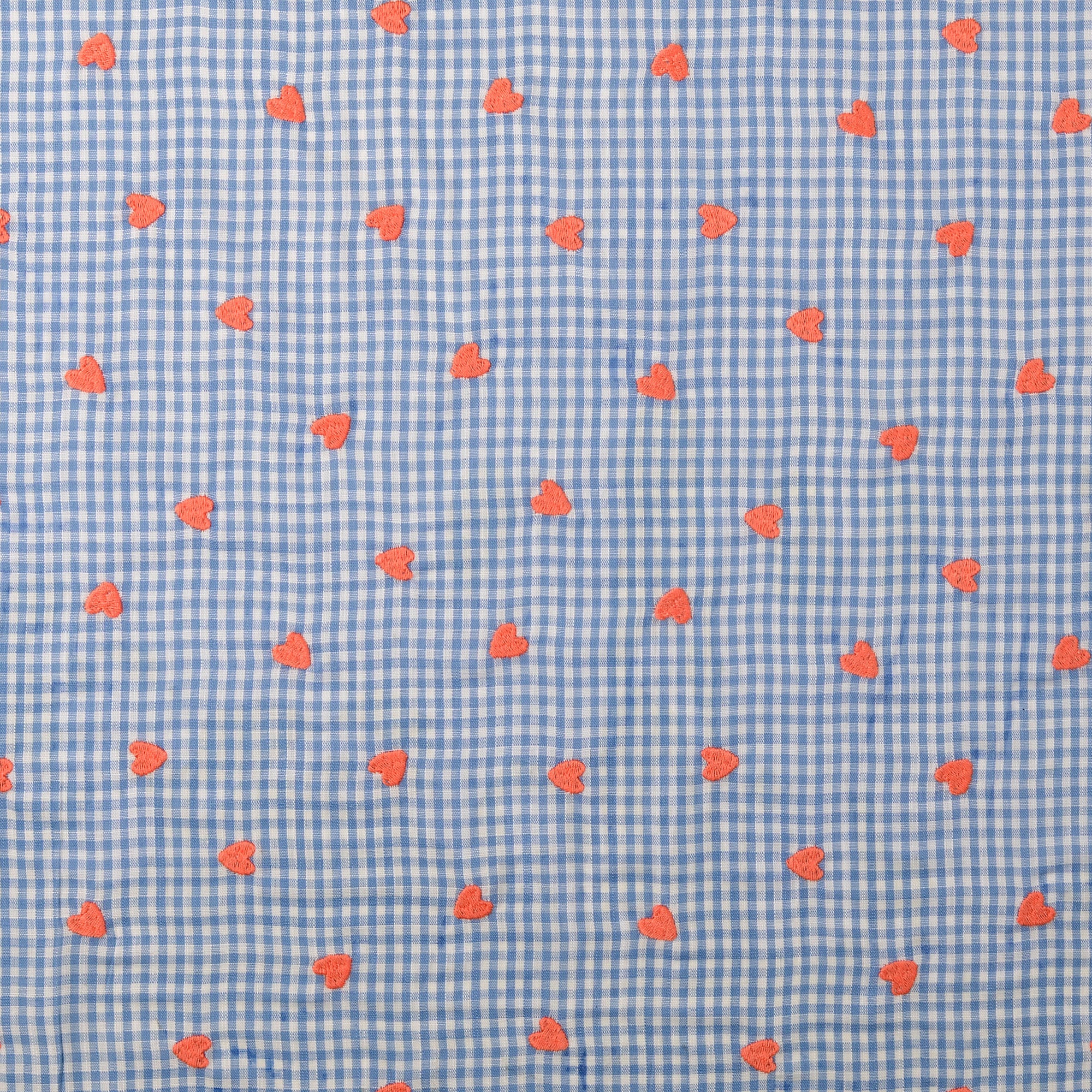 Blauwe ruit broderie hartjes