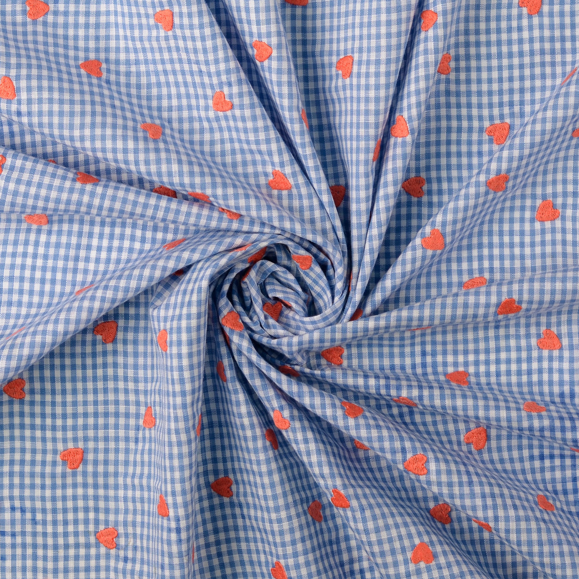 Blauwe ruit broderie hartjes