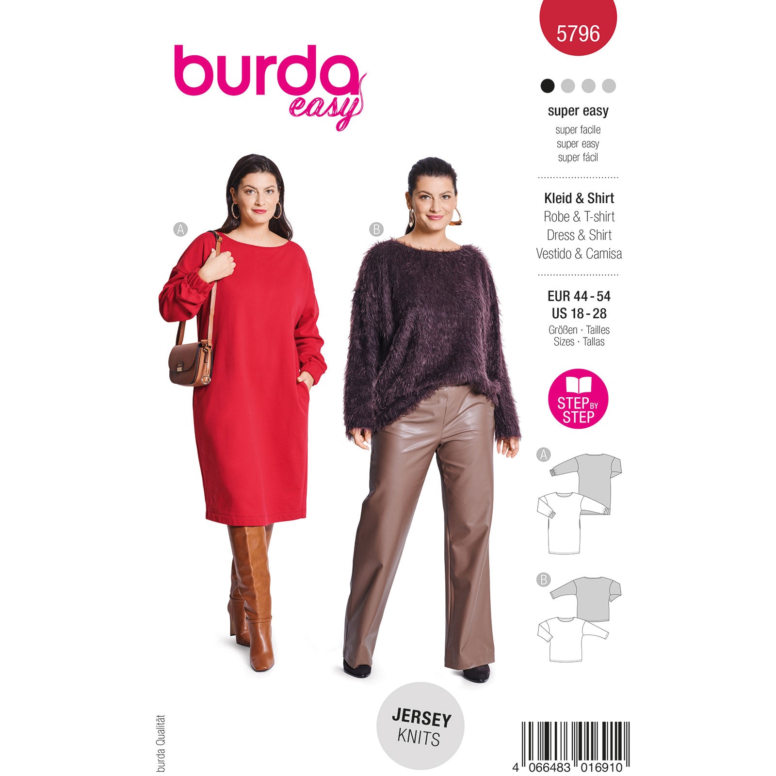 Burda 5796 dames top (curvy)