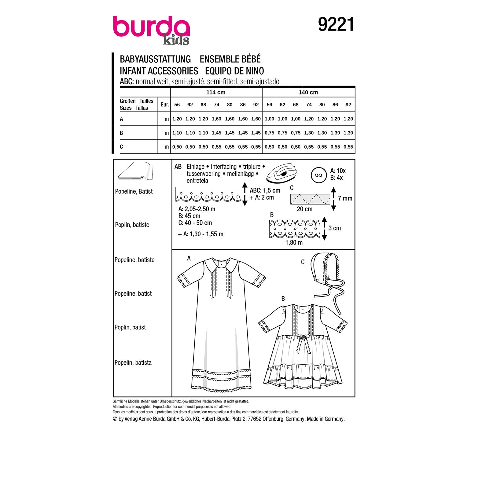 Burda 9221 baby communiejurk
