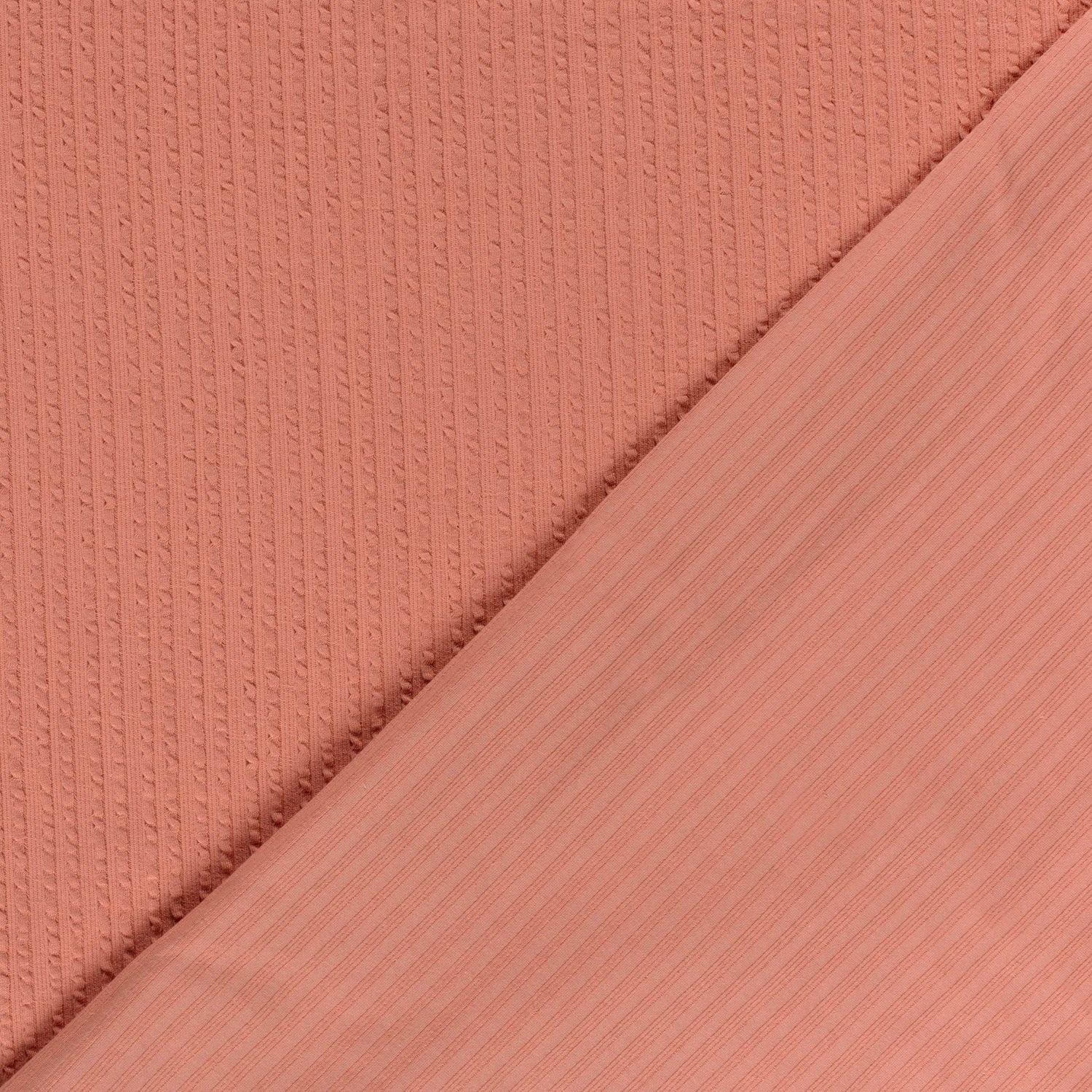 Ribjacquard jersey koraal